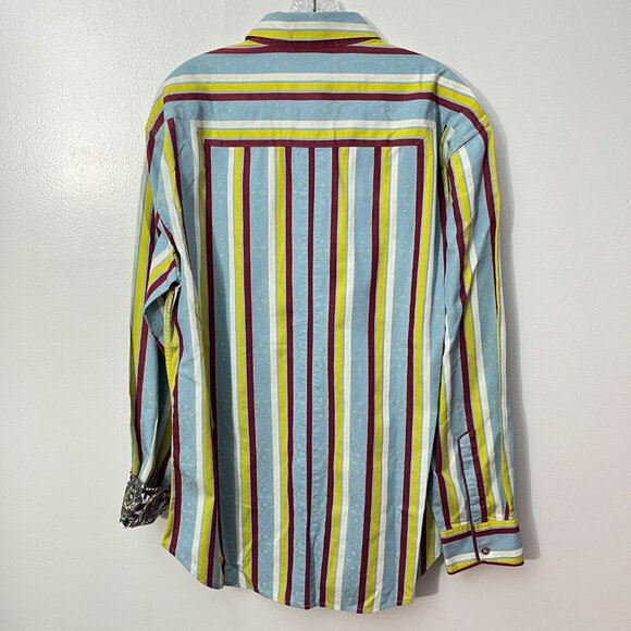 ROBERT GRAHAM striped MALLIOUHANA shirt XL teal red white blue Size XL - Picture 5 of 7